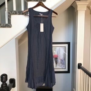 NWT Adorable Lina Tomei Navy Linen Dress Size L